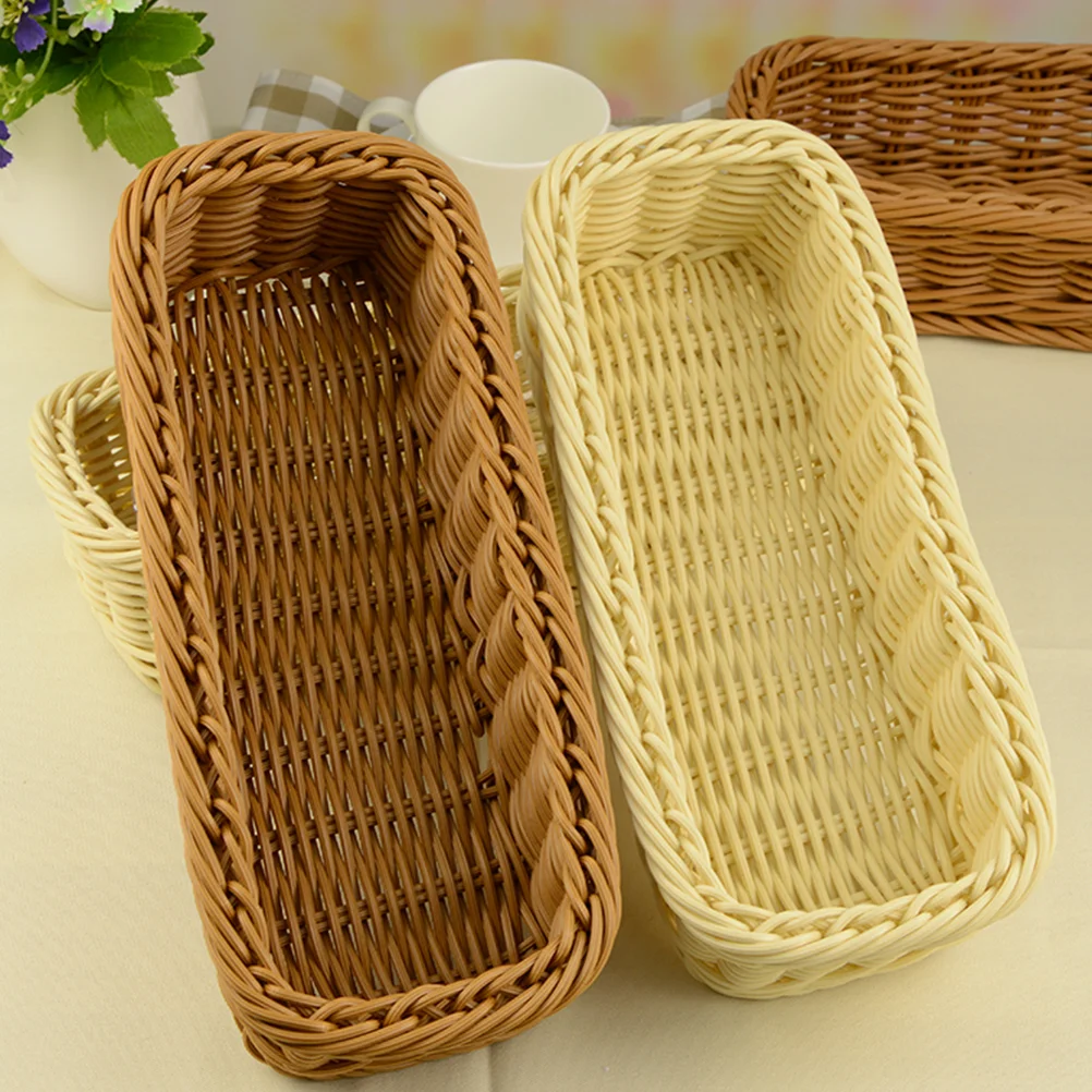 

Basket Cutlery Storage Tray Silverware Baskets Organizer Holder Woven Flatware Rattan Fruit Organizing Wicker Bread Utensil