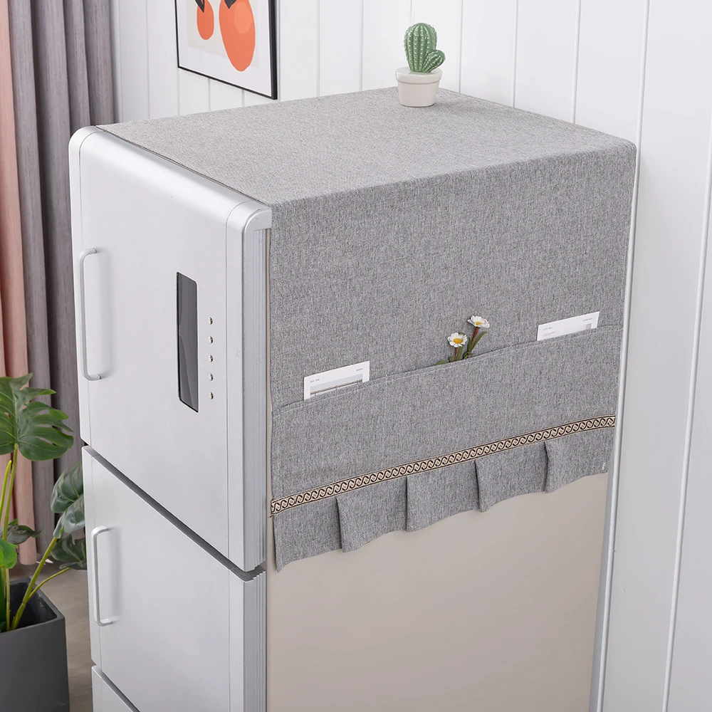 

67x170cm Decorative Ruffled Refrigerator Cover Double-Opening Dustproof Cover Refrigerator Washing Machine Towel Fridge Coat