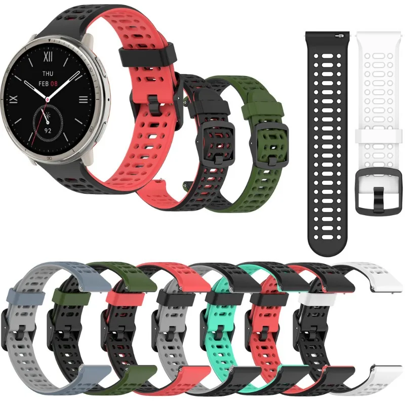 Фото Двухцветный силиконовый ремешок 20 мм 22 мм для Huami Amazfit GTR Mini GTR3 GTR4 Pro 42 мм 47 мм Bip5 GTR2 GTR2E 2 3 4 №2