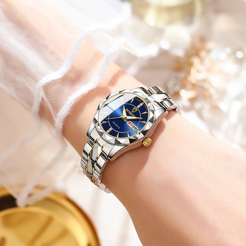 BINBONG Luxury Brand Automatic Mechanical Women Watch Waterproof Fashion Diamond Dial Luminous With Weekly Calendar Reloj Mujer