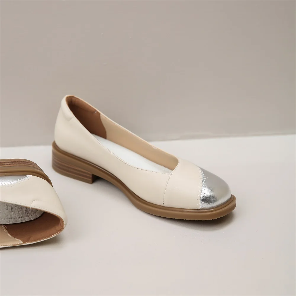 Cialisa Shoes For Women 2023 Spring New Style Round Toe ladies Flats Mixed Color Genuine Leather Handmade Dress Female Footwear