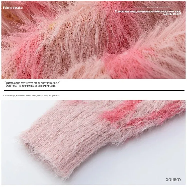 Мужской осенне-зимний вязаный свитер повседневный свободный с круглым вырезом и