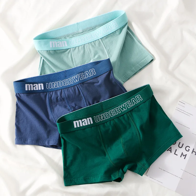 Men's Panties Soft Cotton Unpanters Men's Comforable Underwear Man Breathable Men's Boxers Solid Color Briefs Set Free Shipping