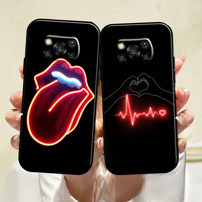 

Cool Neon Light Phone Case For POCO X3 GT X3 GT NFC M3 Pro F3 Caki Funda Cute Soft Fundas Luxury PVC Cartoon Protective Android