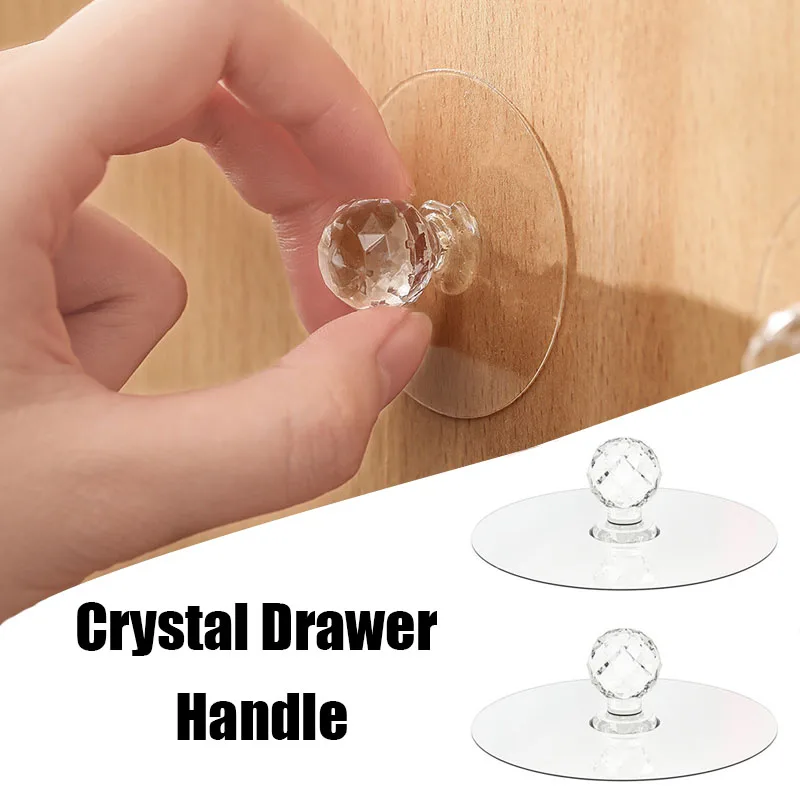 

Punch-free Crystal Drawer Handle Diamond Shape Self-Adhesive Acrylic Knobs Cabinet Wardrobe Furniture Pulls Handle Hanger Hooks