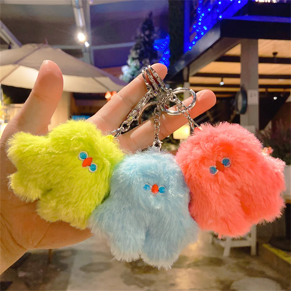 

Korea Cute Little Monster Keychain Kawaii Furry Keyring Girl Lovely Schoolbag Pendant Cartoon Couple Key Chains Key Accessories
