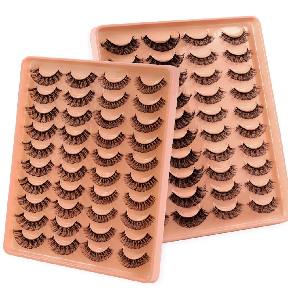 

Natural Long Crisscross Wispy Flared Handmade Faux Mink Hair Shiny eyelashes Eye Lash Extension Russian False Eyelashes