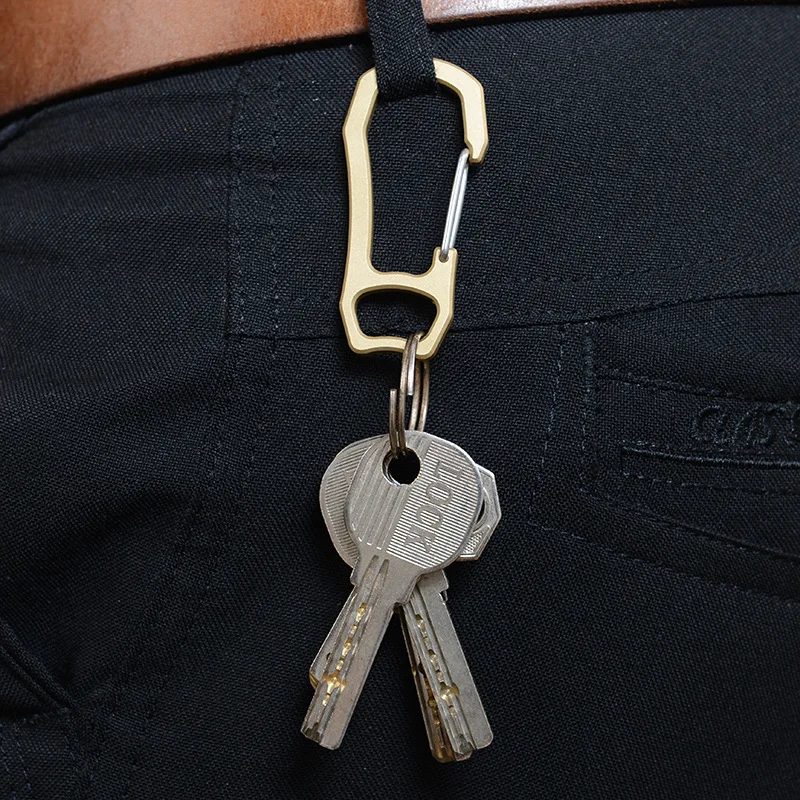 

1PC EDC Retro Brass Car Keychain Simple Fast Hanging Metal Spring Buckle Outdoor Hiking Buckle Flashlight Buckle