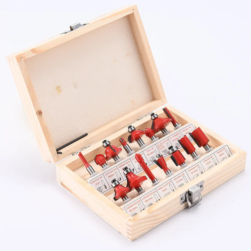 

12/15pcs 6.35or12.7mm Shank Router Bit Milling Cutter for Wood Flush Trimming Straight Bit Carbide Cutting Tools Woodworking