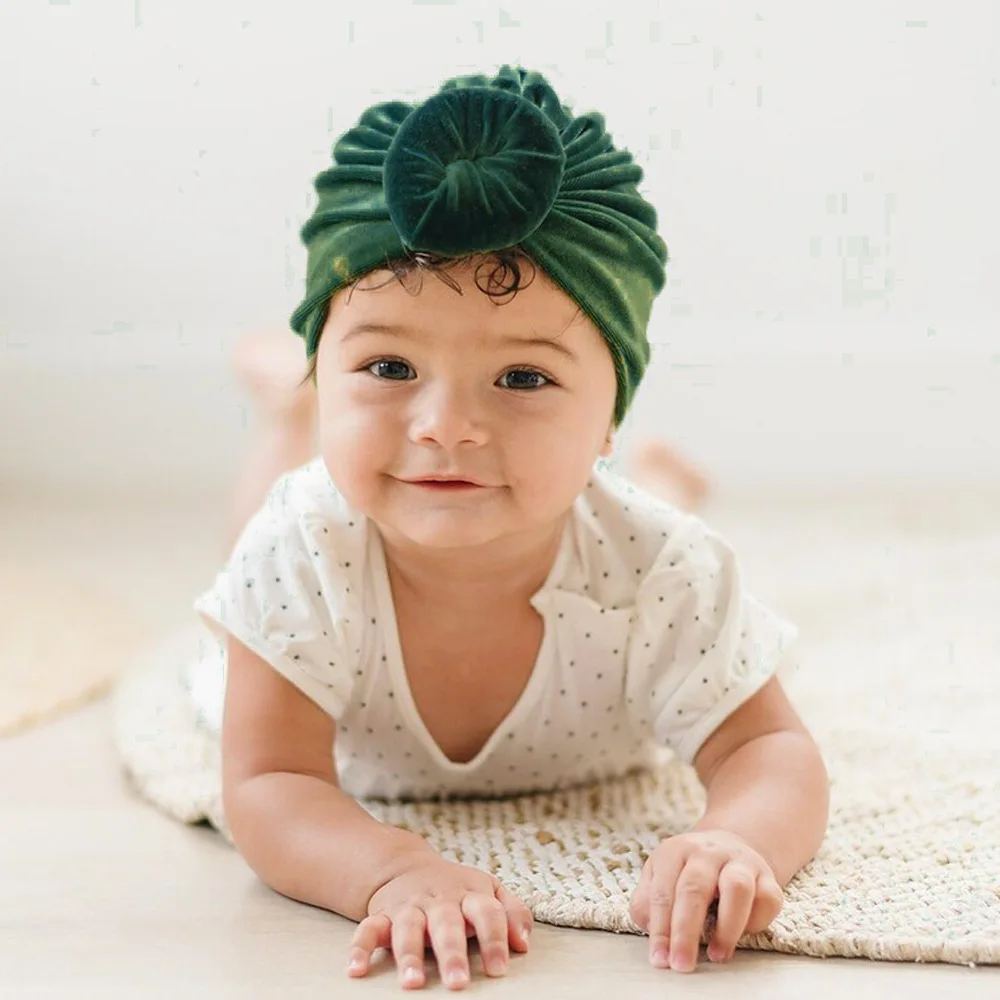 

Childrens Hat Infant Leopard Print Ball Indian Hat Golden Velvet Autumn and Winter Warm Pullover Hat 9 Colors