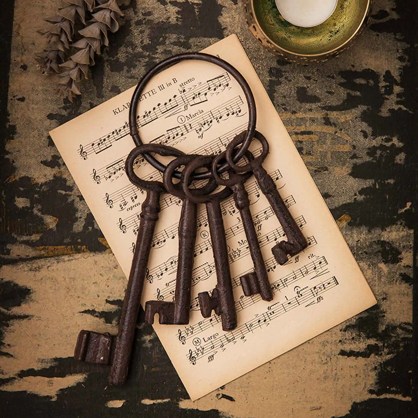 Набор ключей на груди с пиратскими сокровищами брелок в античном стиле