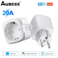tuya eu wifi smart socket plug 20a outlet with power monitor timing plug compatible with alexa google home smart life app