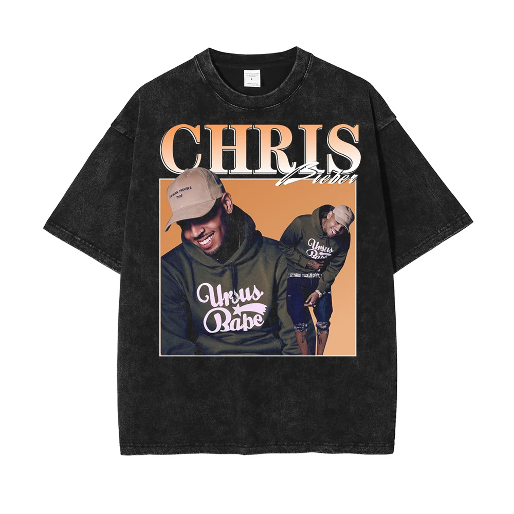 

Мужская футболка в стиле хип-хоп, промытая футболка с портретным графическим принтом, свободная повседневная футболка, Топ в стиле Харадзюку, лето 2023