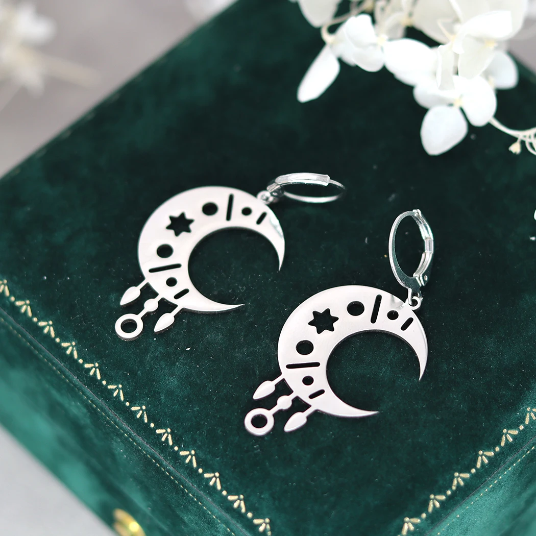 Модные серьги-кольца в виде полумесяца из нержавеющей стали для женщин