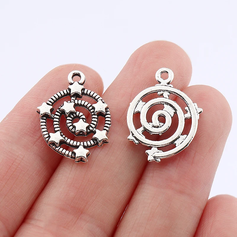 

50 x Antique Silver Color Galaxy Star Universe Spiral Vortex Charms Pendants For DIY Necklace Jewelry Making Finding Accessories