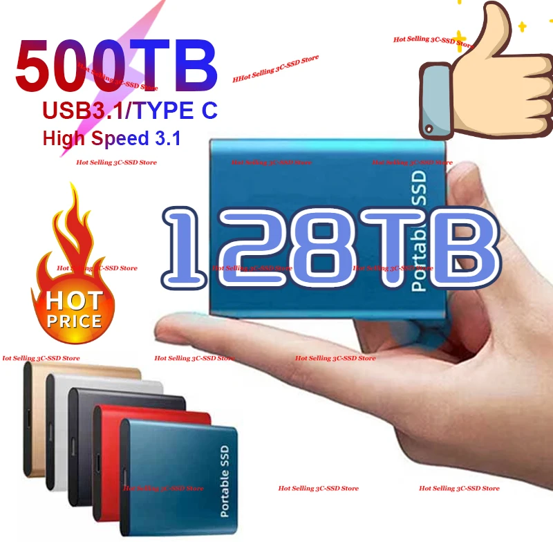

500GB Portable SSD High Speed Transfer 1TB 2TB 4TB 8TB 16TB External Hard Disk USB Type-C Interface Mass Storage Memory Device