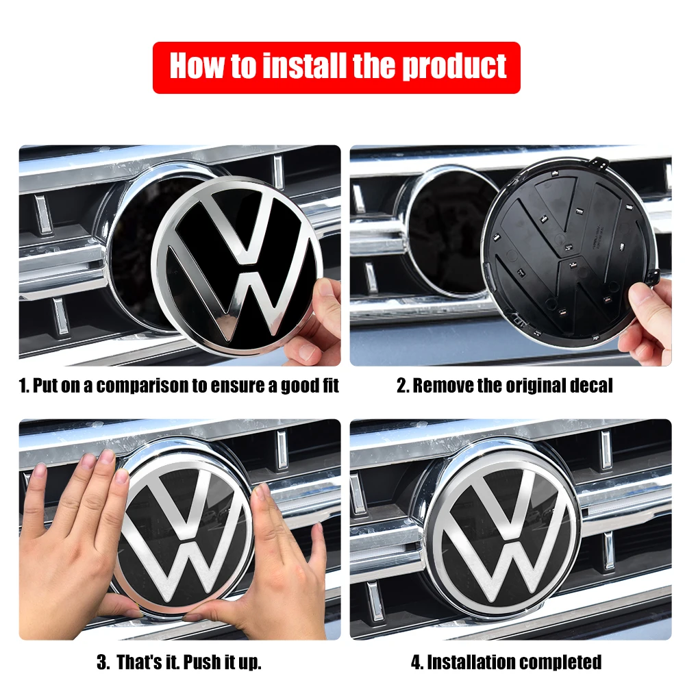 Фото Накладка на решетку радиатора и крышку багажника для Volkswagen VW Golf 8 MK8 Passat Variant Arteon CC Polo T-ROC 2021-2023 ID.3 №4