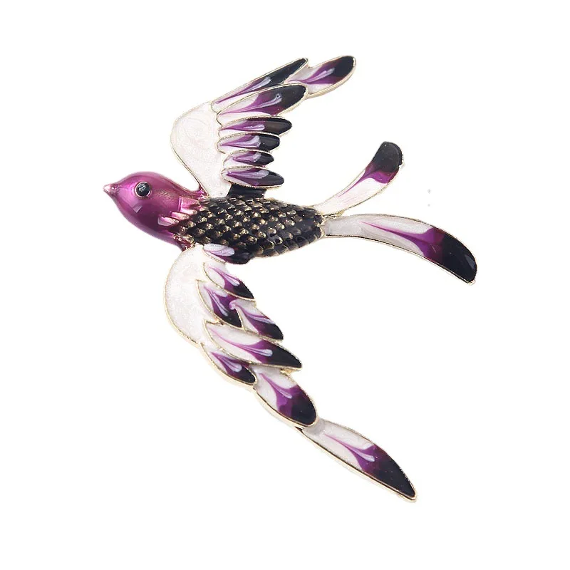 

Bird Enamel Purple Pin Women Flying Swallow Brooches Jewelry Scarf Clip Clothing Suit Animal Banquet Pin Accesories
