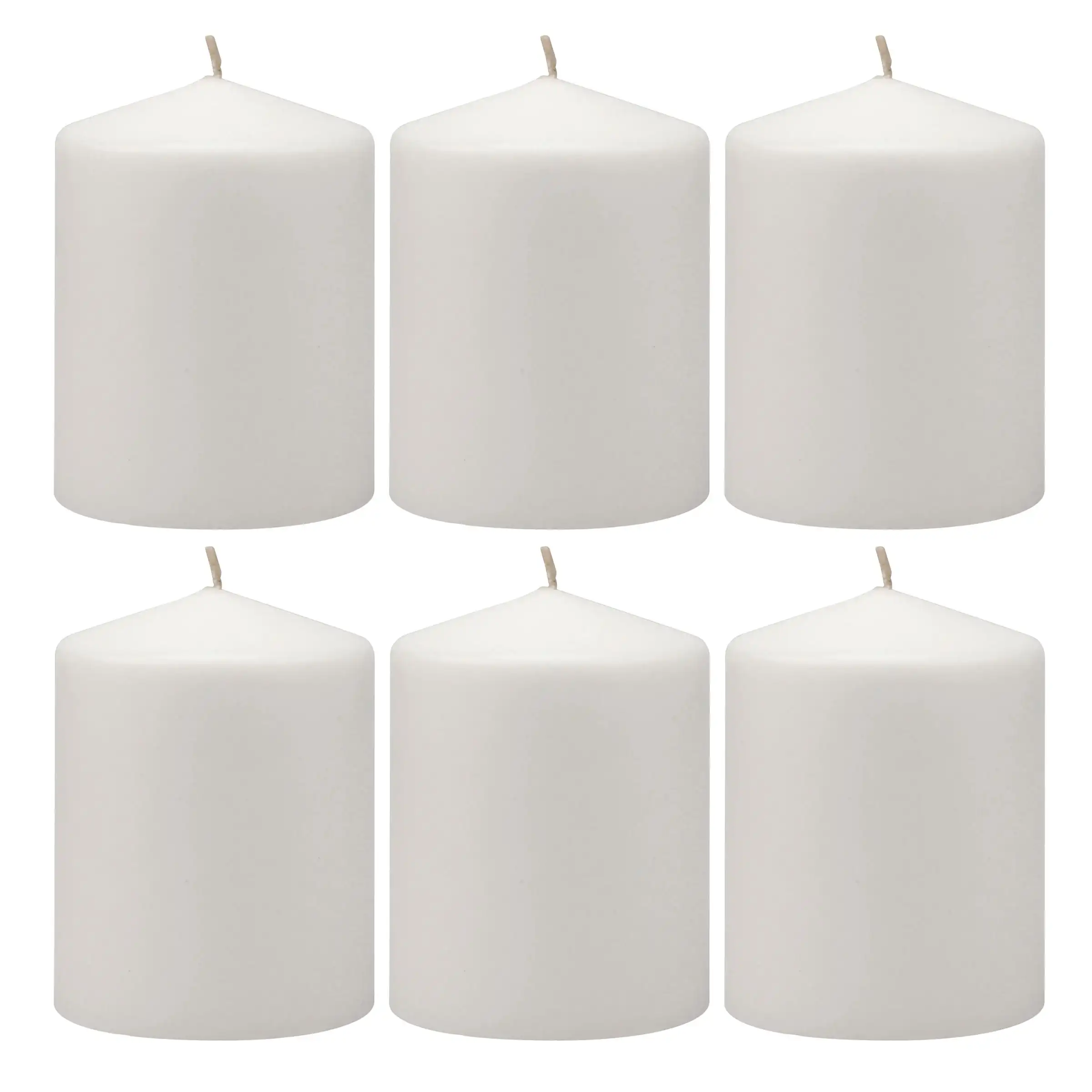 

3" x 4" Unscented 1-Wick White Pillar Candles, 6 Pack