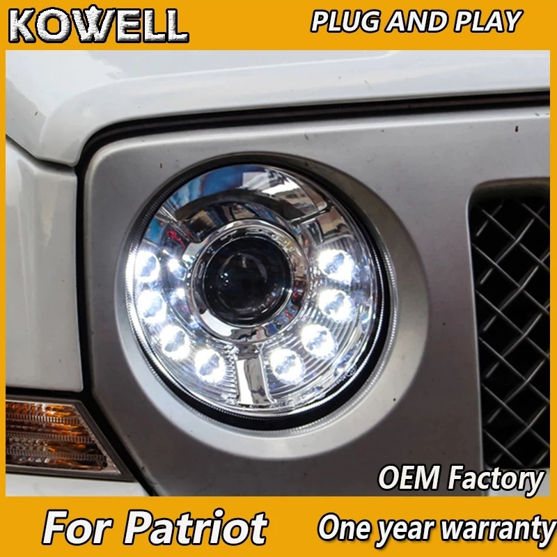 

Автостайлинг KOWELL для фар Jeep Patriot 2010-2014 Jeep Patriot, передние светодиодные фары DRL, биксеноновые линзы, дальний и ближний свет, парковка