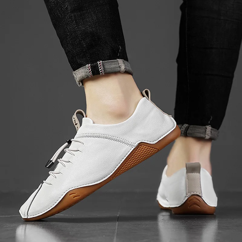 Мужские классические кожаные кроссовки белые повседневные деловые в британском