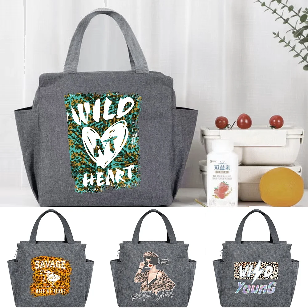 

Large Capacity Cooler Bag Wild Print Portable Zipper Hot Lunch Bag for Men and Women Lunch Box Picnic Food Storage Handbag Tote