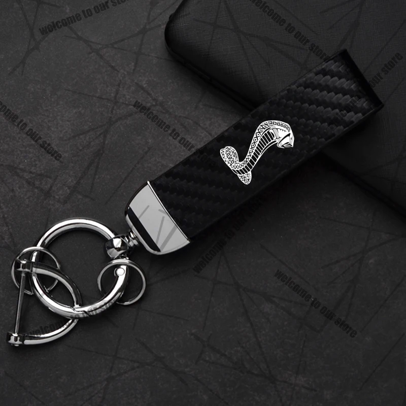 

Автомобильный брелок для Ford Shelby GT500 GT350 Bronco Dodge JEEP, логотип из углеродного волокна, кожа, эмблема из цинкового сплава, брелок, аксессуары