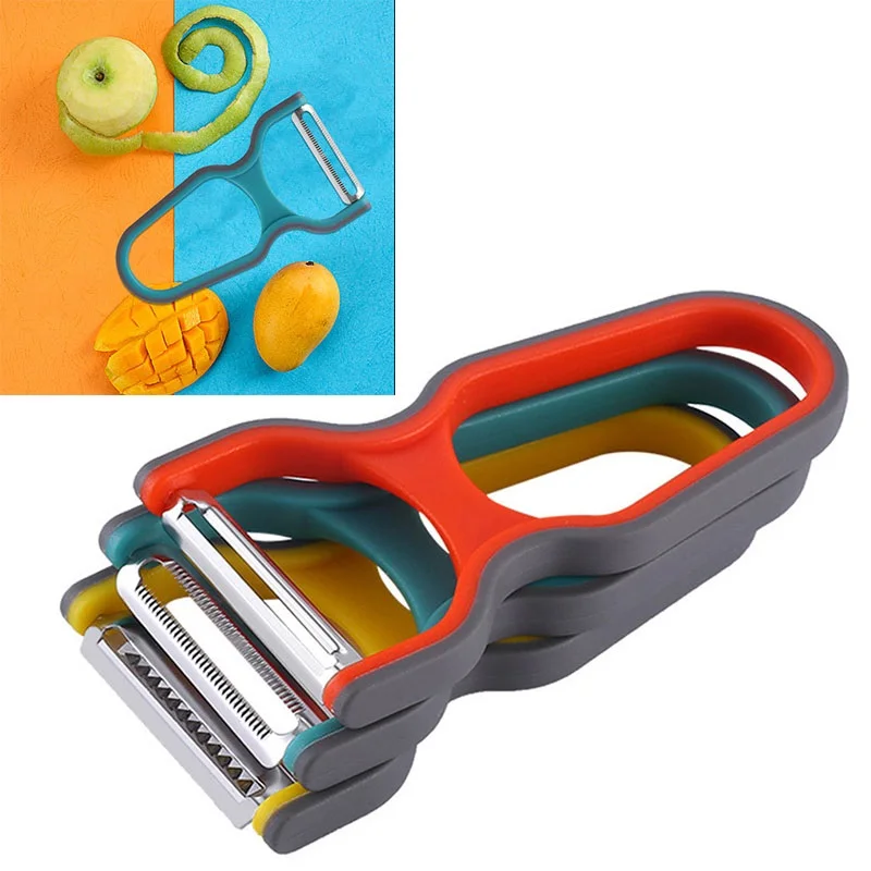 

3Pcs Vegetable Peeler Set Potato Slicer Cabbage Grater Fruit Peeler Fruit Carrot Cutter Home Kitchen Peeling Tool Random Color