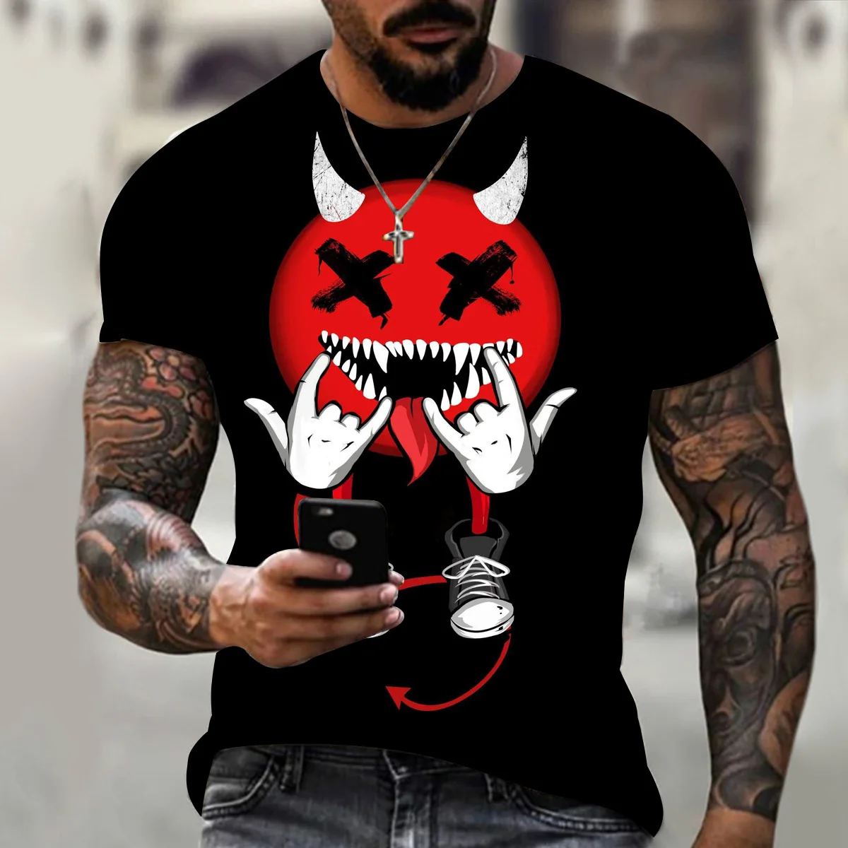 

2023 Summer Men's T-shirt Devil Series Printed Clothing Fashion Trend Style High Quality Quick Drying Men's Short Sleeve Top