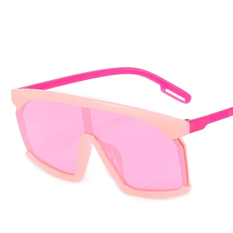 Солнцезащитные очки для мальчиков и девочек, детские большие квадратные, с цветными линзами, в винтажном стиле, с розовым и желтым оттенком, 2024