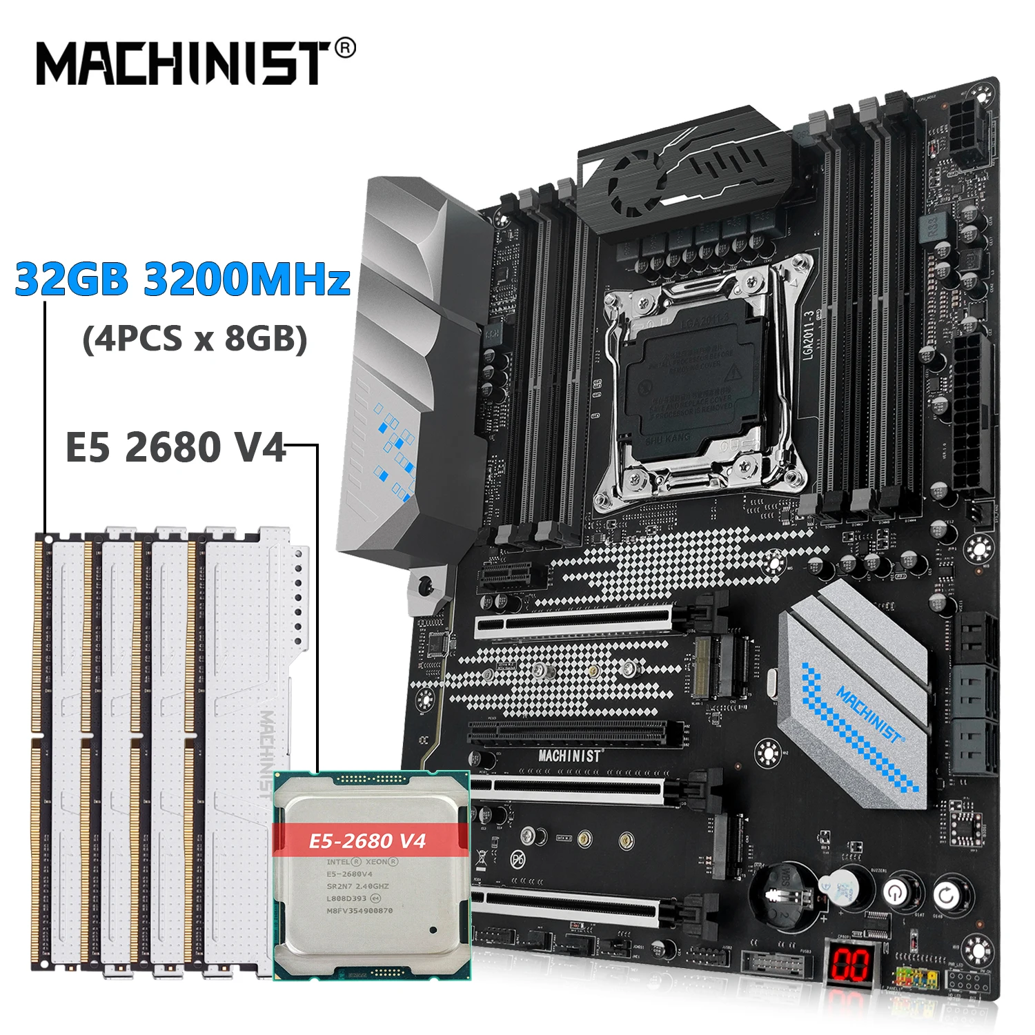 

MACHINIST MR9S LGA 2011-3 Motherboard Set Kit Intel Xeon E5 2680 V4 CPU and DDR4 4pcs x 8gb 3200MHZ memory combo ATX