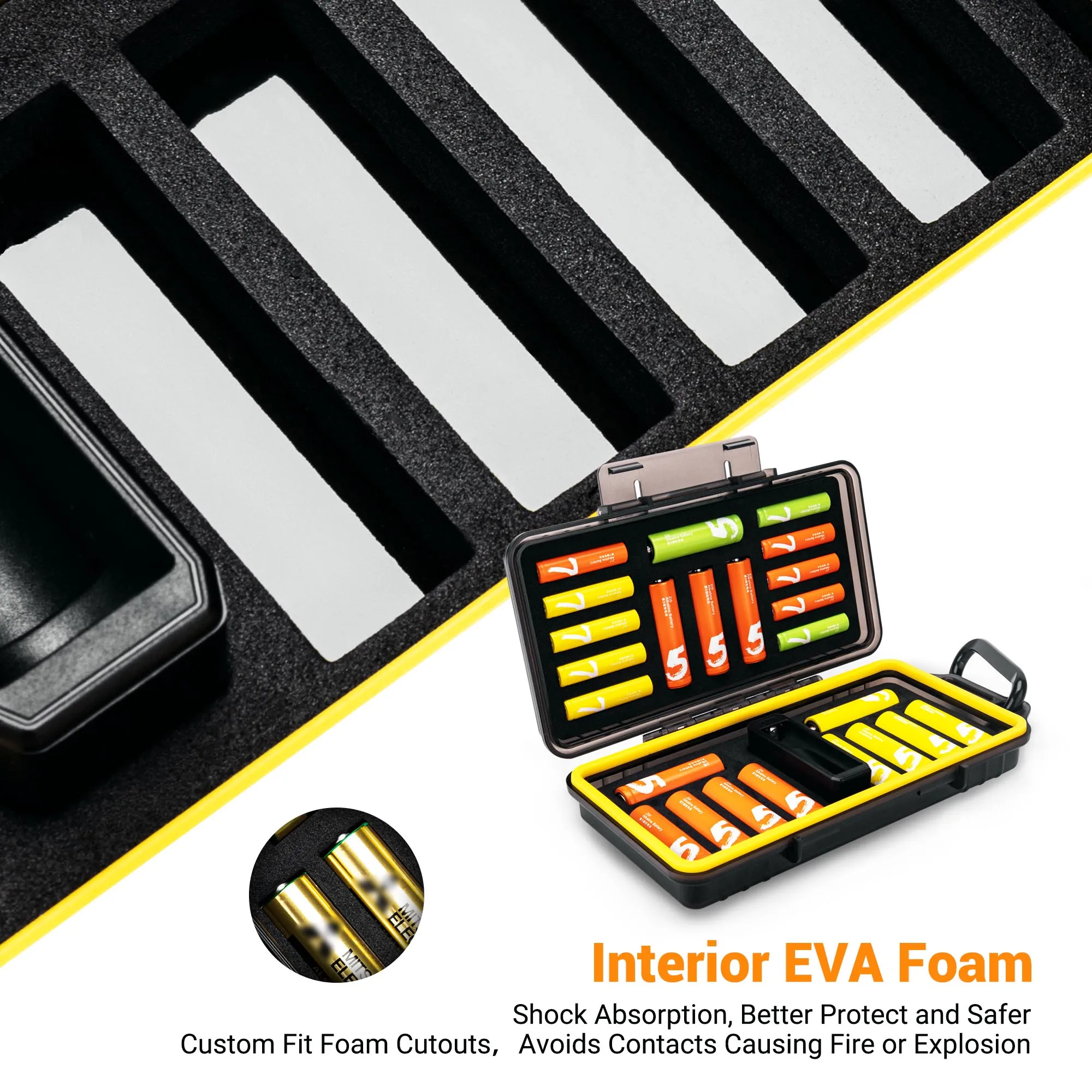 Водонепроницаемый органайзер для батарей AA/AAA жесткий держатель 14x/AA/10x/AAA с