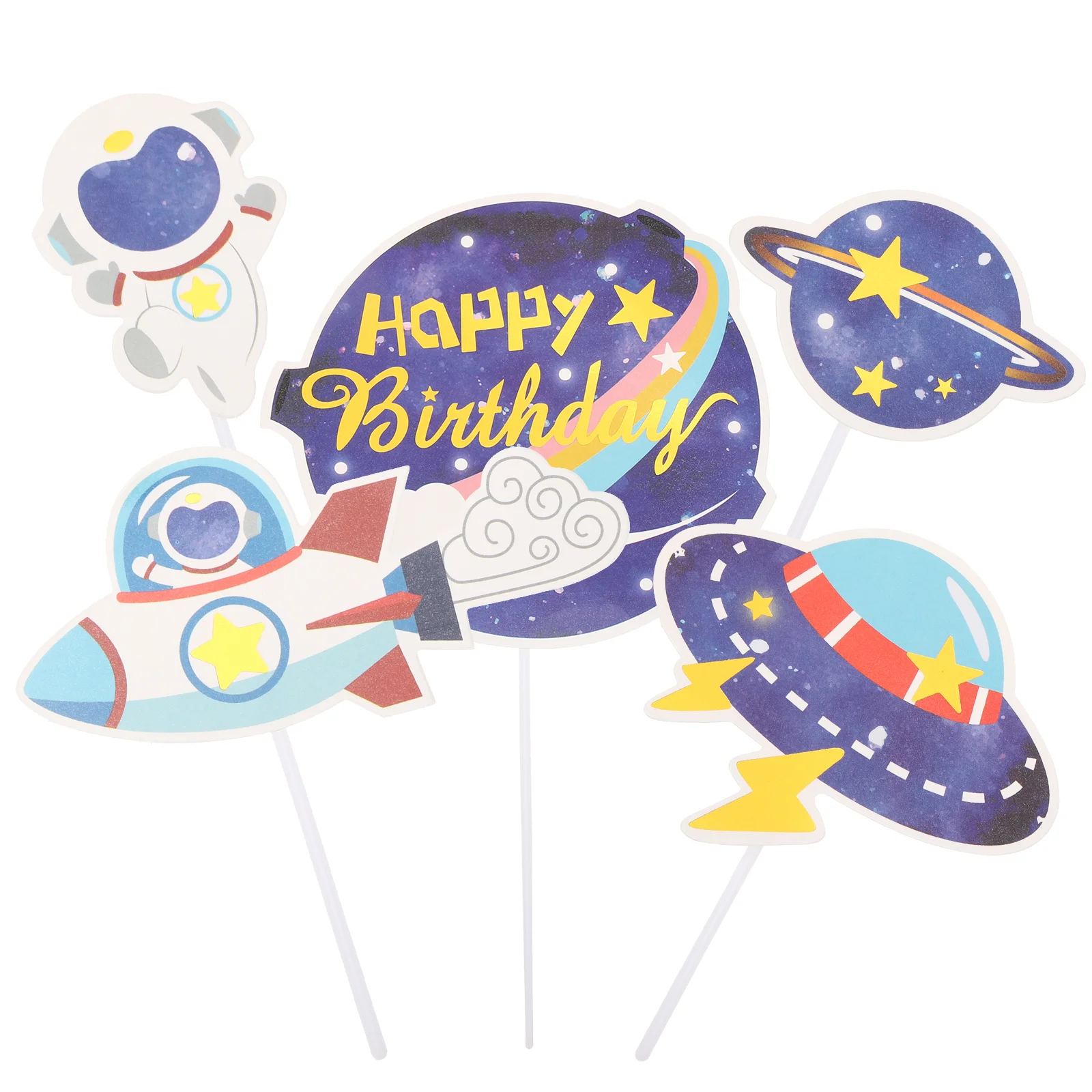 

5pcs Decorative Holiday Birthday Cupcake Topper Astronaut Cupcake Toppers Dessert Toppers Cake DIY Topper Topper
