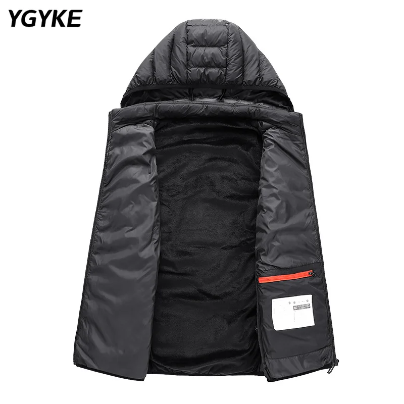 Lightweight Down Cotton Heating Vest Men's Autumn Winter USB Interface 3-Speed Heating Korean Version Trend Hooded Warm Jacket