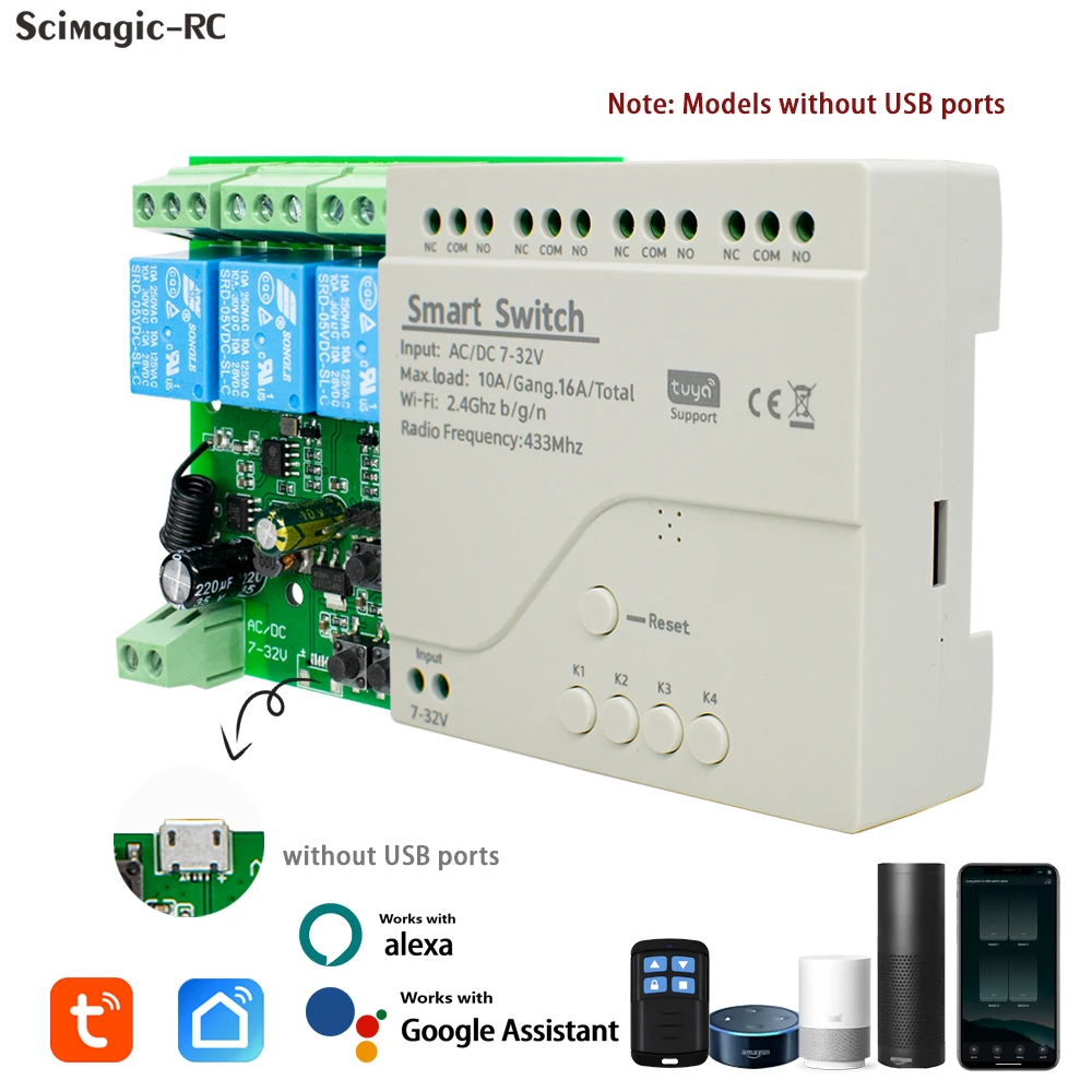 Scimagic-RC Wi-Fi умный беспроводной переключатель 4CH