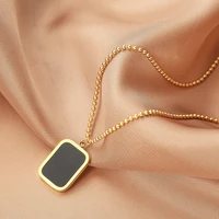 2020 new classic black square brand womens necklace titanium steel rose gold womens stainless steel clavicle necklace