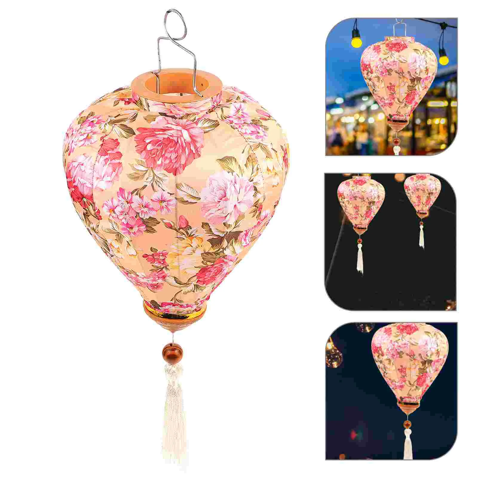 

Mid-Autumn Silk Lantern Hanging Pendant Floral Pattern Lantern for Outdoor