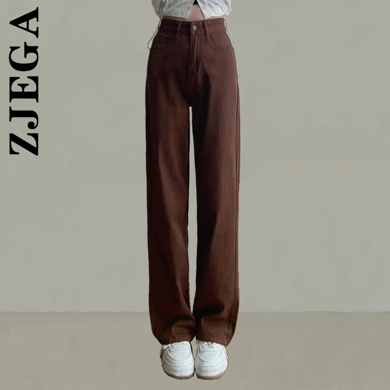 

Zjega Women Jeans Girls Denim Pants 2022 High Waist Y2k Streetwear Straight Jeans Stretch Washed Womens Jeans Trousers Woman