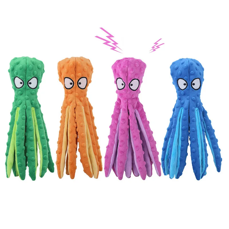 

8 Legs Octopus Soft Plush Dog Toy Outdoor Play Interactive Squeak Dog Toy Sounder Sound Paper Chew Toy