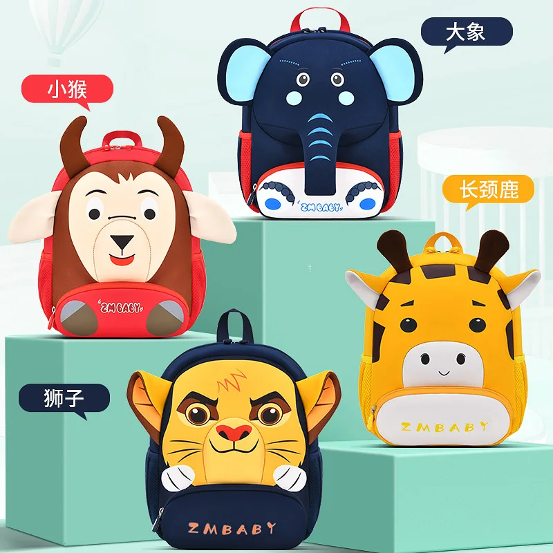 

New Kindergarten Schoolbag Cartoon Bag Diving Material Small Bag Lightweight Mini Backpack Cute Animals Anti Loss Traction Rope