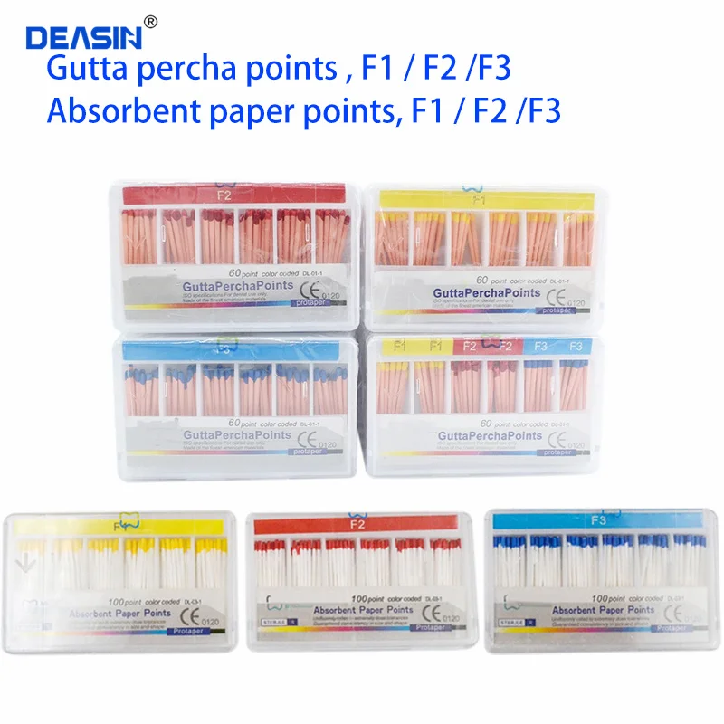 

10packs/lot Dental Endodontic F1 F2 F3 Gutta Percha Points /Absorbent Paper Points Dental Cotton Fiber Tips Filling Material