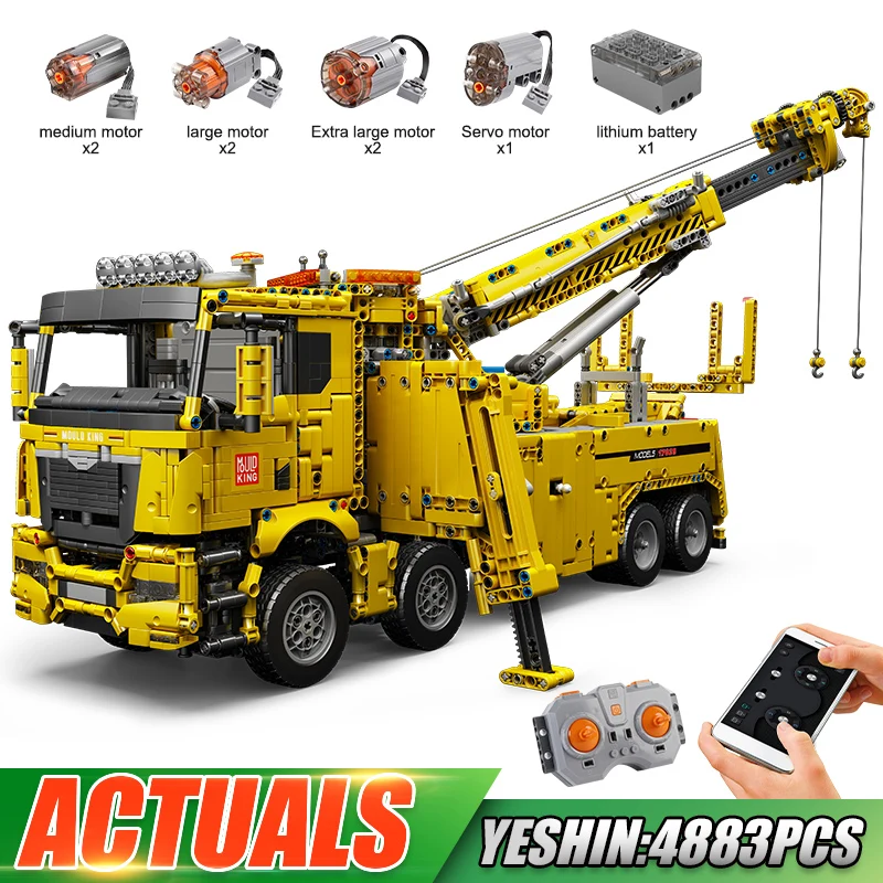 

MOULD KING 17028 High-Tech Car Toys The APP&RC Control Road Rescue Truck Model Assembly Building Blocks Brick Kid Christmas Gift