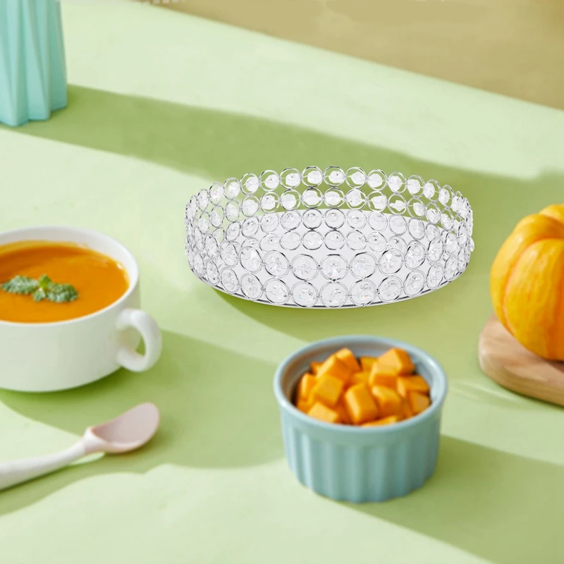 2 шт. серебристый круглый зеркальный декоративный поднос для хранения косметики