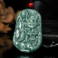 hot selling natural hand carve jade oil cyan zodiac dragon necklace pendant fashion jewelry accessories men women luck gifts