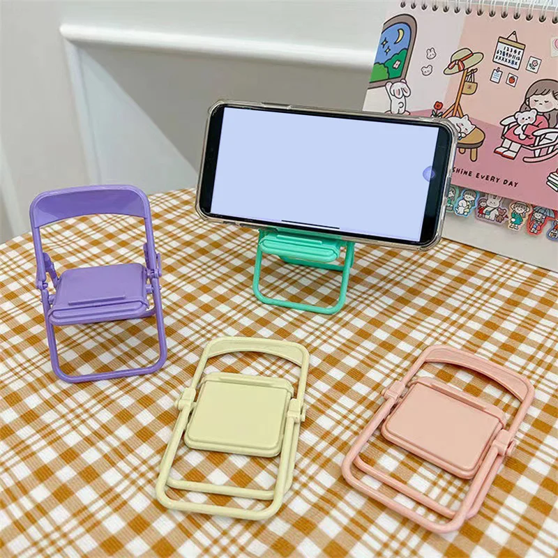 

10pcs Portable Mini Mobile Phone Stand Desktop Chair Stand Adjustable Macaron Color Stand Foldable Shrink Decoration Decoration