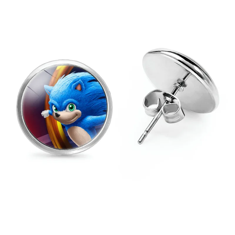 

New Cartoon Earrings Sonic The Hedgehog Game Surroundings Kawaii High-value Creative Fashion Versatile Time Gem Earrings Jewelry