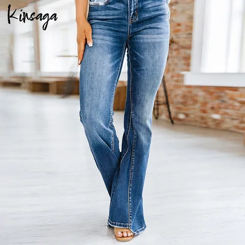 Облегающие Женские джинсы, женские обтягивающие джинсы с широкими штанинами