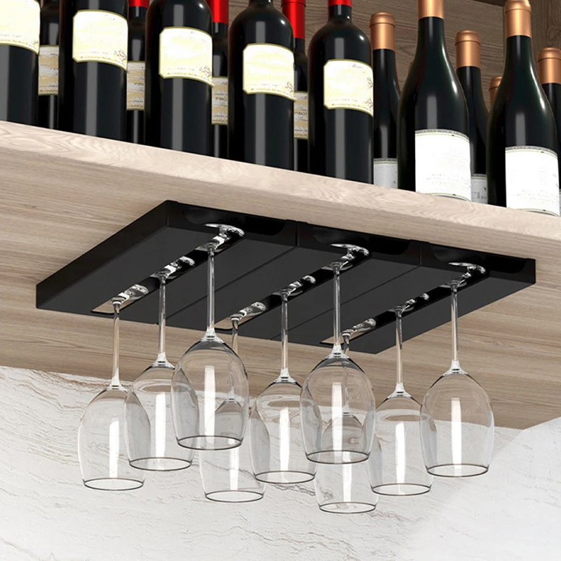 

Wine Glass Holder Hanging Wine Glass Holder Under Shelf Plastic Stemware Rack Glassware Drying Storage Hanger For Kitchen Bar