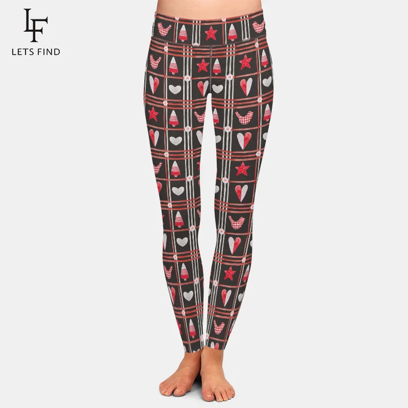 LETSFIND  Women Winter Clothes 2019 Star and Heart In Patchwork Print High Waist Women Fitness Leggings
