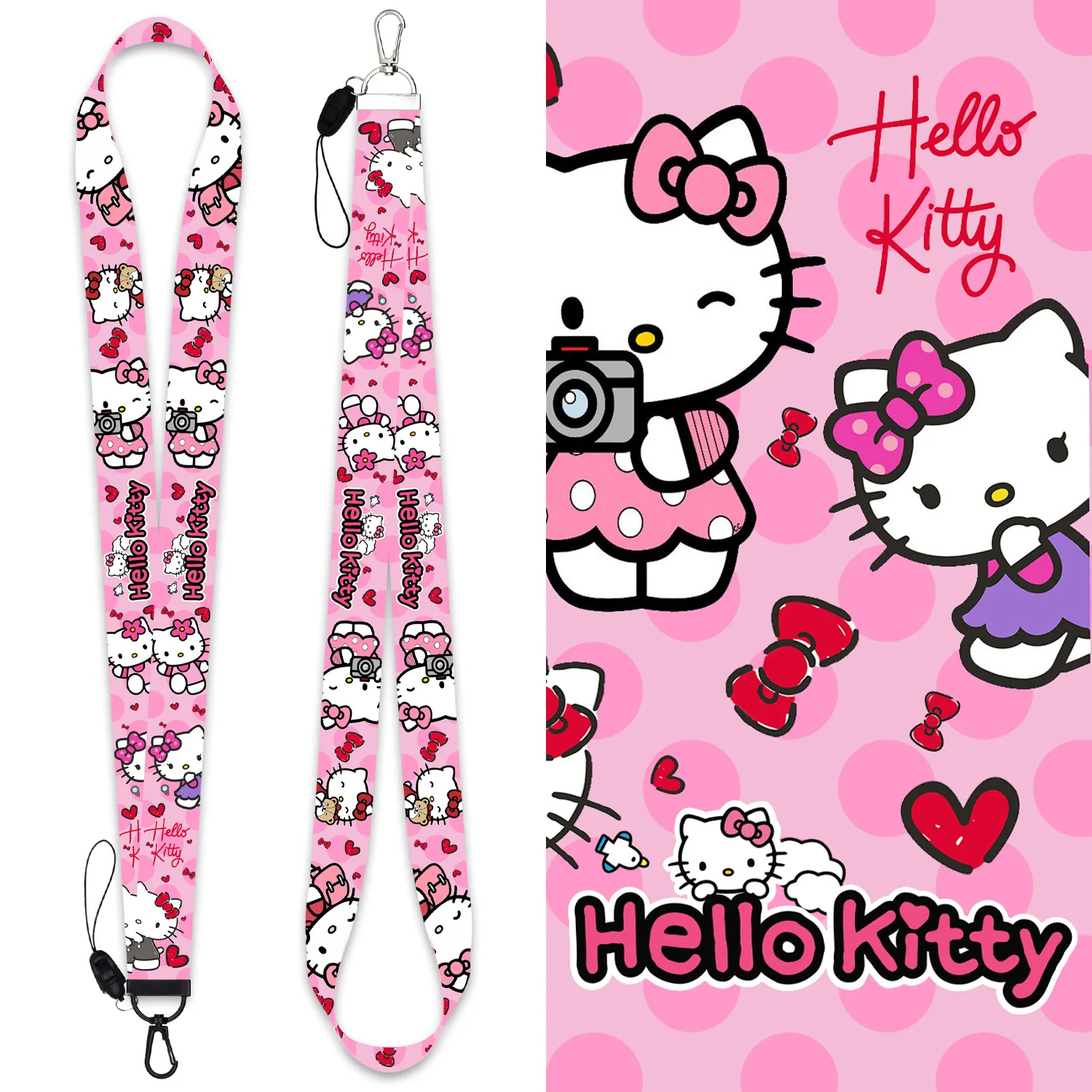 

Anime Surrounding Sanrio HelloKitty Cute Mobile Phone Ornaments Cartoon Keychain Identity Pass Lanyard Combination Birthday Gift